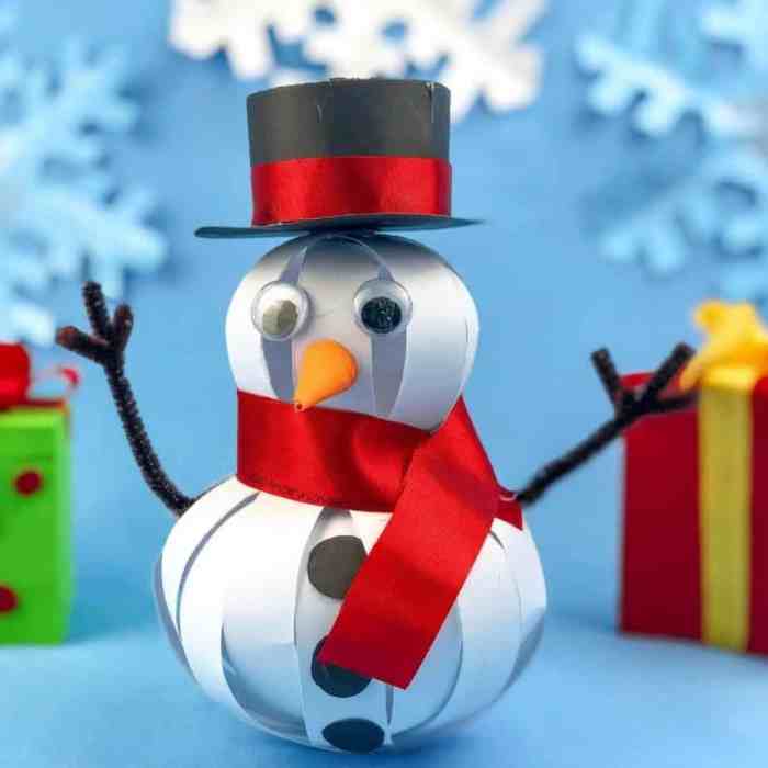 Snowman paper easy ornaments ornament kids diy make christmas crafts redtedart bauble winter materials decorating so article